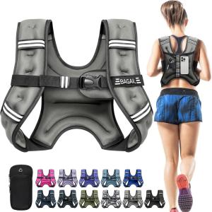 image:imageBAGAIL ComfortFit Weighted Vest for Woman Even Weight Distribution Faster Weight Loss NoChafe or Bounce for Walking amp Running with Detachable Phone Pouch amp Reflective Stripes Available 530lbsGrey