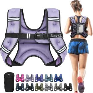 image:imageBAGAIL ComfortFit Weighted Vest for Woman Even Weight Distribution Faster Weight Loss NoChafe or Bounce for Walking amp Running with Detachable Phone Pouch amp Reflective Stripes Available 530lbsLilac