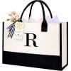 image:imageBAGAIL Initial Tote Bag Personalized Birthday Gifts for Women Teacher Friends Mom Wedding Monogrammed Beach BagIvory1pcs