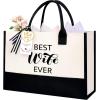image:imageBAGAIL Initial Tote Bag Personalized Birthday Gifts for Women Teacher Friends Mom Wedding Monogrammed Beach BagIvory1pcs