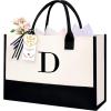 image:imageBAGAIL Initial Tote Bag Personalized Birthday Gifts for Women Teacher Friends Mom Wedding Monogrammed Beach BagIvory1pcs