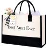 image:imageBAGAIL Initial Tote Bag Personalized Birthday Gifts for Women Teacher Friends Mom Wedding Monogrammed Beach BagIvory1pcs