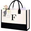 image:imageBAGAIL Initial Tote Bag Personalized Birthday Gifts for Women Teacher Friends Mom Wedding Monogrammed Beach BagIvory1pcs