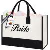image:imageBAGAIL Initial Tote Bag Personalized Birthday Gifts for Women Teacher Friends Mom Wedding Monogrammed Beach BagIvory1pcs