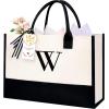 image:imageBAGAIL Initial Tote Bag Personalized Birthday Gifts for Women Teacher Friends Mom Wedding Monogrammed Beach BagIvory1pcs