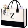 image:imageBAGAIL Initial Tote Bag Personalized Birthday Gifts for Women Teacher Friends Mom Wedding Monogrammed Beach BagIvory1pcs