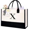 image:imageBAGAIL Initial Tote Bag Personalized Birthday Gifts for Women Teacher Friends Mom Wedding Monogrammed Beach BagIvory1pcs