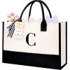 image:imageBAGAIL Initial Tote Bag Personalized Birthday Gifts for Women Teacher Friends Mom Wedding Monogrammed Beach BagIvory1pcs