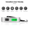 image:imageBAGAIL Digital Luggage Scale110lbs Hanging Baggage Scale with Backlit LCD DisplayPortable Suitcase Weighing ScaleTravel Luggage Weight Scale with HookStrong Straps for TravelersSilver with Temp