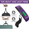 image:imageBAGAIL Digital Luggage Scale 110lbs Hanging Baggage Scale with Backlit LCD Display Portable Suitcase Weighing Scale Travel Luggage Weight Scale with Hook Strong Straps for TravelersPurple