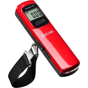 image:imageBAGAIL Digital Luggage Scale 110lbs Hanging Baggage Scale with Backlit LCD Display Portable Suitcase Weighing Scale Travel Luggage Weight Scale with Hook Strong Straps for TravelersDark Red Battery Free