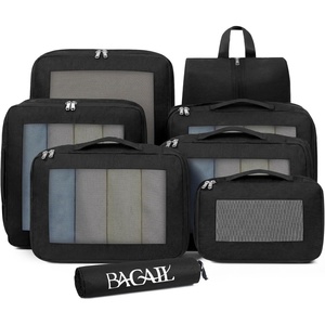 image:imageBAGAIL 8 Set Compression Packing Cubes Durable amp Wearresistant Expandable Luggage Organizer Bags for Travel AccessoriesNavyBlack